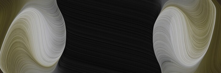 Poster - artistic horizontal header with dark gray, gray gray and very dark green colors. dynamic curved lines with fluid flowing waves and curves