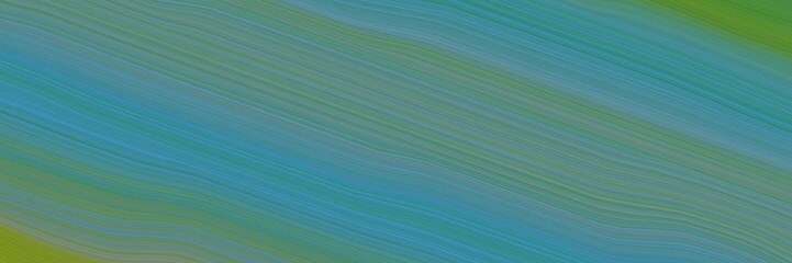 Aufkleber - moving horizontal banner with blue chill, olive drab and sea green colors. dynamic curved lines with fluid flowing waves and curves