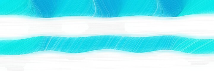 Poster - dynamic designed horizontal banner with bright turquoise, light cyan and baby blue colors. dynamic curved lines with fluid flowing waves and curves