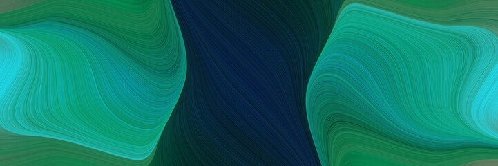 Aufkleber - colorful banner with teal, sea green and very dark blue colors. dynamic curved lines with fluid flowing waves and curves