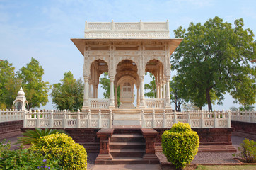 Wall Mural - Ancient marble cenotaph at the Jaswant Thada palace in Jodhpur, Rajasthan state, India