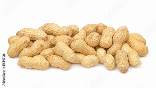 Fotografía Peanuts in shell isolated on white background