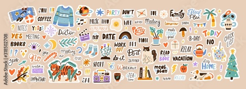 Fotomural Set of weekly or daily planner and diaries vector flat illustration