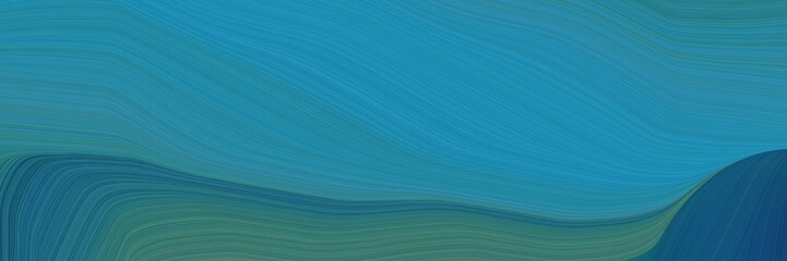 Poster - modern designed horizontal header with teal blue, steel blue and teal green colors. dynamic curved lines with fluid flowing waves and curves