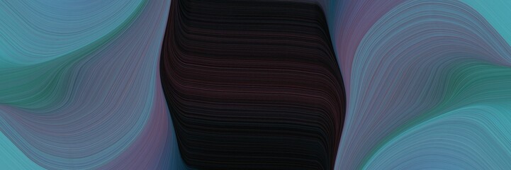 Poster - artistic horizontal banner with teal blue, very dark pink and cadet blue colors. dynamic curved lines with fluid flowing waves and curves