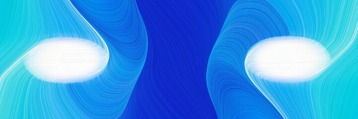 Poster - modern designed horizontal banner with deep sky blue, dodger blue and medium blue colors. dynamic curved lines with fluid flowing waves and curves