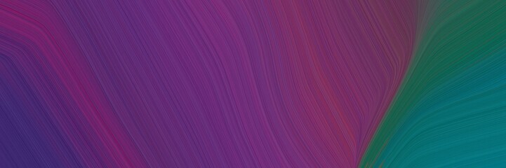 Poster - colorful designed horizontal header with old mauve, teal green and very dark violet colors. dynamic curved lines with fluid flowing waves and curves