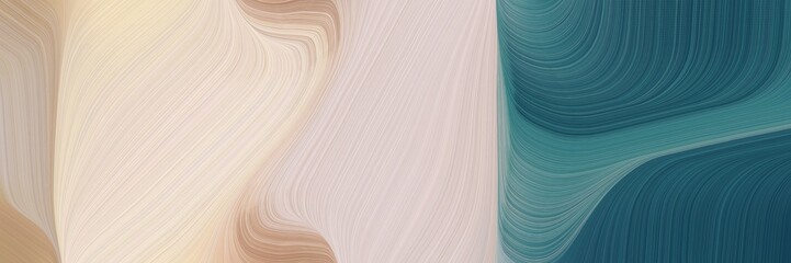 Poster - colorful banner with teal blue, pastel gray and rosy brown colors. dynamic curved lines with fluid flowing waves and curves