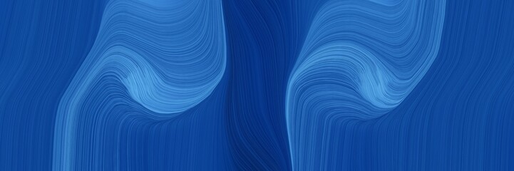 Poster - dynamic designed horizontal header with strong blue, corn flower blue and steel blue colors. dynamic curved lines with fluid flowing waves and curves