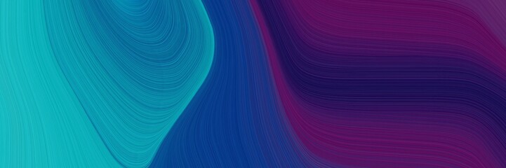 Poster - colorful banner design with light sea green, very dark violet and very dark magenta colors. dynamic curved lines with fluid flowing waves and curves