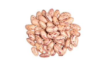 Wall Mural - top view of uncooked pinto beans isolated on white background