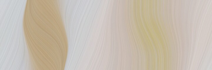 Poster - modern designed horizontal header with silver, tan and dark khaki colors. dynamic curved lines with fluid flowing waves and curves