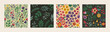 Set of vector colorful natural floral seamless patterns