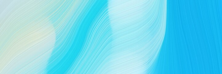 Poster - flowing horizontal banner with powder blue, deep sky blue and medium turquoise colors. dynamic curved lines with fluid flowing waves and curves
