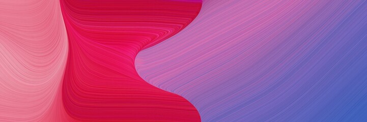 Poster - flowing designed horizontal banner with pale violet red, crimson and slate blue colors. dynamic curved lines with fluid flowing waves and curves