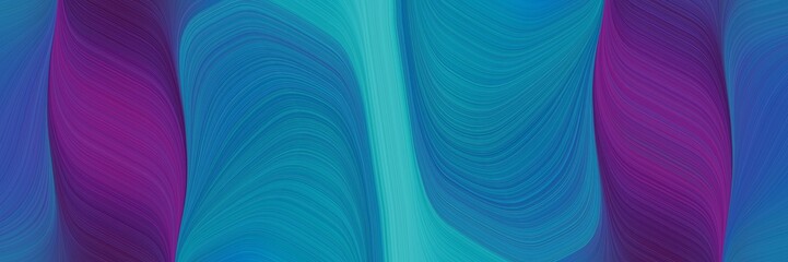 Poster - surreal banner design with strong blue, purple and light sea green colors. dynamic curved lines with fluid flowing waves and curves