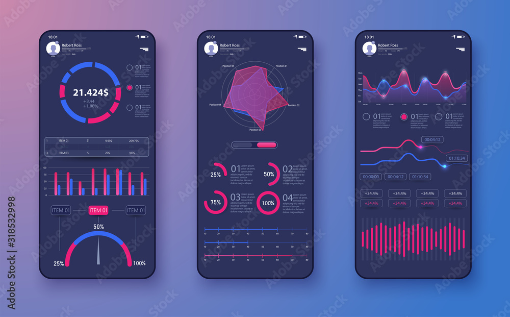 Vector de Stock Mobile app infographic template with modern design ...