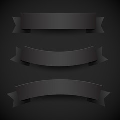 Wall Mural - set of black paper flags or ribbons