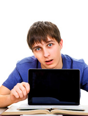 Poster - Young Man show a Tablet