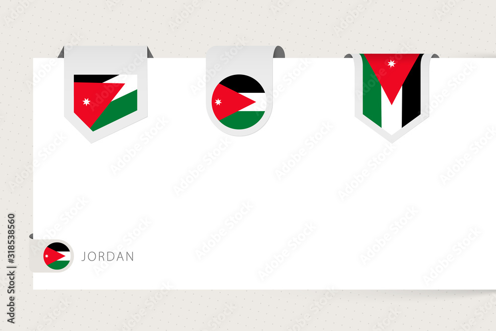Label flag collection of Jordan in different shape. Ribbon flag ...