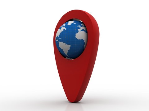 3d rendering Red map pointer 
