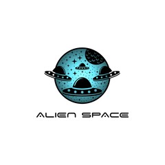 vector alien space ufo logo design