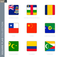 Wall Mural - Square flags collection of the world.