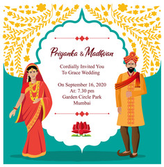 Canvas Print - indian hindu wedding card invitation design template vector