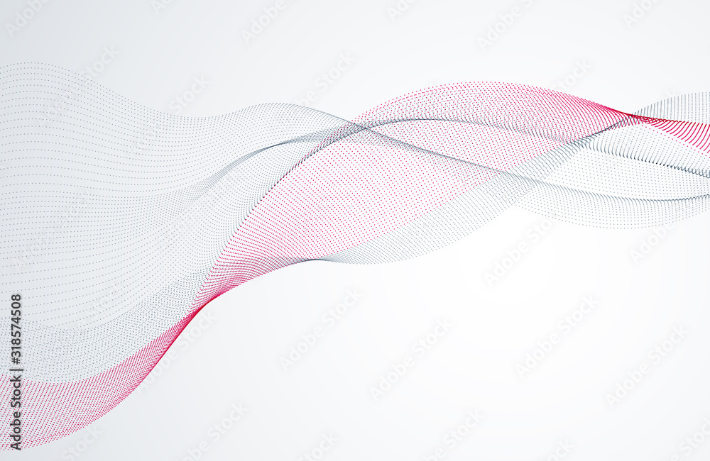 Flowing particles wave, dynamic sound motion curve lines. 3d vector ...