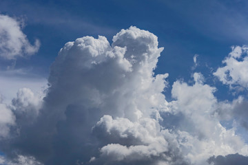 blue sky with a large white cumulus cloud in the foreground as a natural background