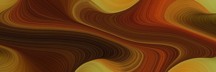 Aufkleber - dynamic horizontal banner with dark red, dark golden rod and saddle brown colors. dynamic curved lines with fluid flowing waves and curves