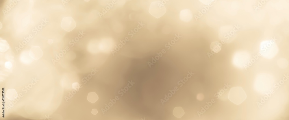 Festive abstract Christmas bokeh background - bokeh lights beige - New Year, Anniversary, Wedding, banner - obrazy, fototapety, plakaty 