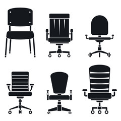 Sticker - Office desk chair icons set. Simple set of office desk chair vector icons for web design on white background