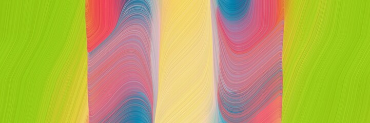 Poster - flowing horizontal banner with yellow green, indian red and pastel purple colors. dynamic curved lines with fluid flowing waves and curves