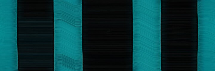 Poster - modern horizontal header with black, teal and teal green colors. dynamic curved lines with fluid flowing waves and curves