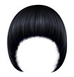 trendy  woman  hairs Pageboy with fringe  . black brunette  colors .  medium length . beauty style . realistic  3d .