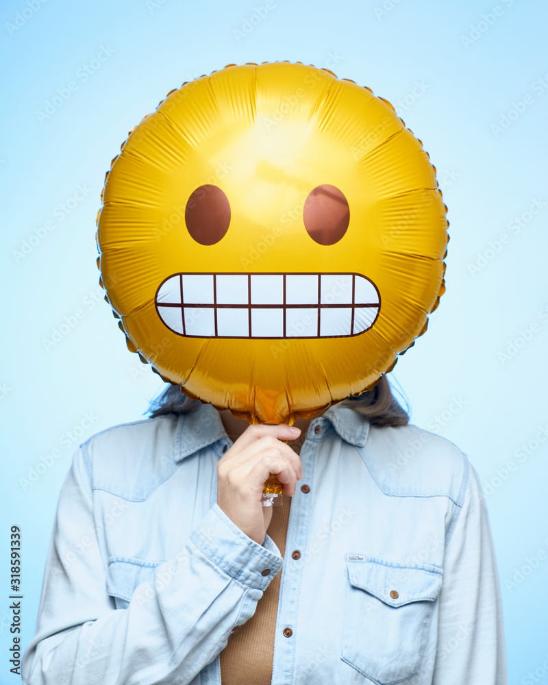 The Grimacing Face Emoji woman. Showing clenched teeth. Oops emoticon Stock  Photo | Adobe Stock, image size:800x1000