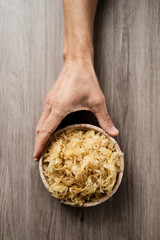 Wall Mural - cooked sauerkraut, german fermented cabbage