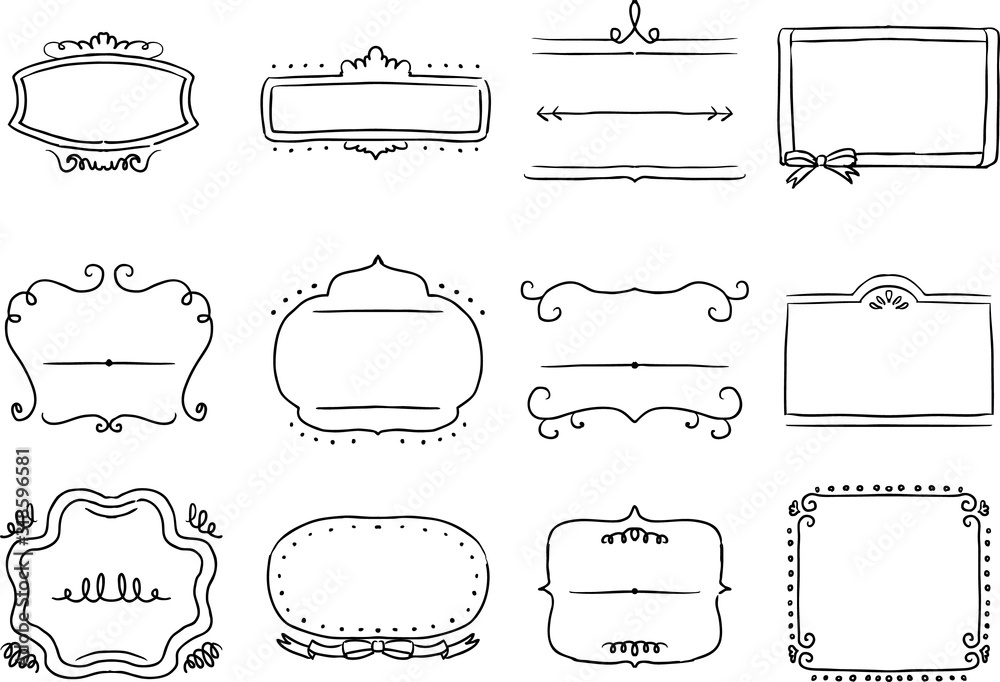 ペン画手書きフレームイラスト画像 Stock Vector | Adobe Stock 