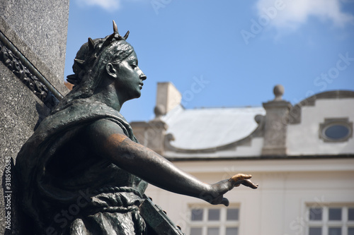 Fotografía Adam Mickiewicz Monument, Kraków, Poland (Pomnik Adama Mickiewicza w Krakowie), Main Market Square in the Old Town district, erected in 1898