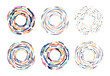 Collection of exotic colorful abstract elements on circle shape vector set