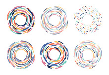 Collection Of Exotic Colorful Abstract Elements On Circle Shape Vector Set