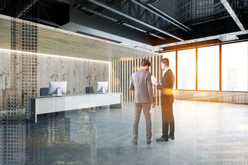 Wall Mural - Business people in wooden open space office