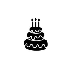 Wall Mural - Three tier cake glyph icon. Clipart image isolated on white background