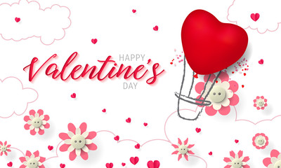 Wall Mural - Valentines Day greeting card template with typography text happy valentine`s day. valentines day lettering.