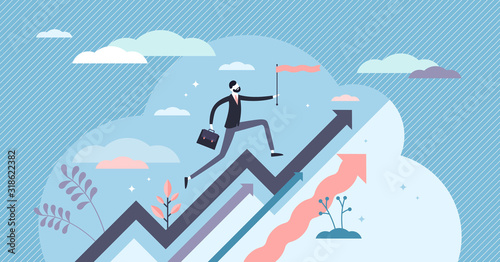 Cuadros en Lienzo Income growth concept, flat tiny person vector illustration