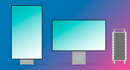 Poster - Realistic computer monitor display mock up vector illustration.
