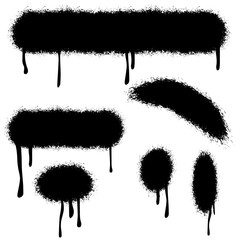 Poster - Black vector splatter background. Spray Paint Abstract Vector Elements. Lines and Drips Set