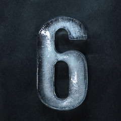 Fototapete - Melting. Numeric value, numbers made out of shiny and well-structured ice isolated on dark studio background. Collect for combine in number. Copyspace to insert your advertising.