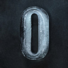 Fototapete - Melting. Numeric value, numbers made out of shiny and well-structured ice isolated on dark studio background. Collect for combine in number. Copyspace to insert your advertising.